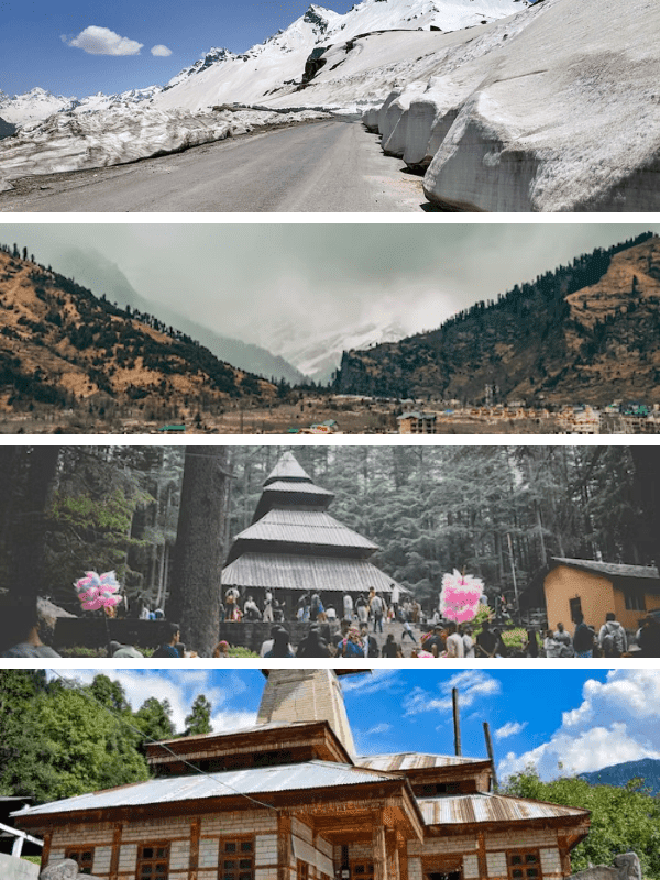 Rohtang Pass, Solang Valley, Hadimba Devi Temple, Manu Temple

